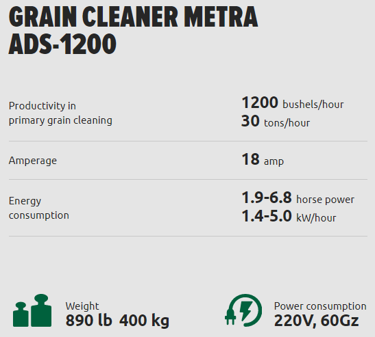 Metra ADS Hemp Grain Cleaner | Hemp Seed Cleaner | Filterless air grain sorter