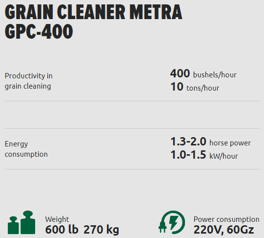 Metra GPC Hemp Grain Cleaner | Hemp Seed Cleaner | Specialty Seed Sorter