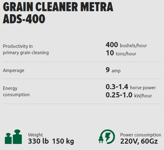 Metra ADS Hemp Grain Cleaner | Hemp Seed Cleaner | Filterless air grain sorter